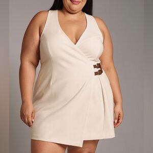 NWT Anthropologie Sleeveless Mini Dress‎ Faux Wrap Buckle Detail Sz XL